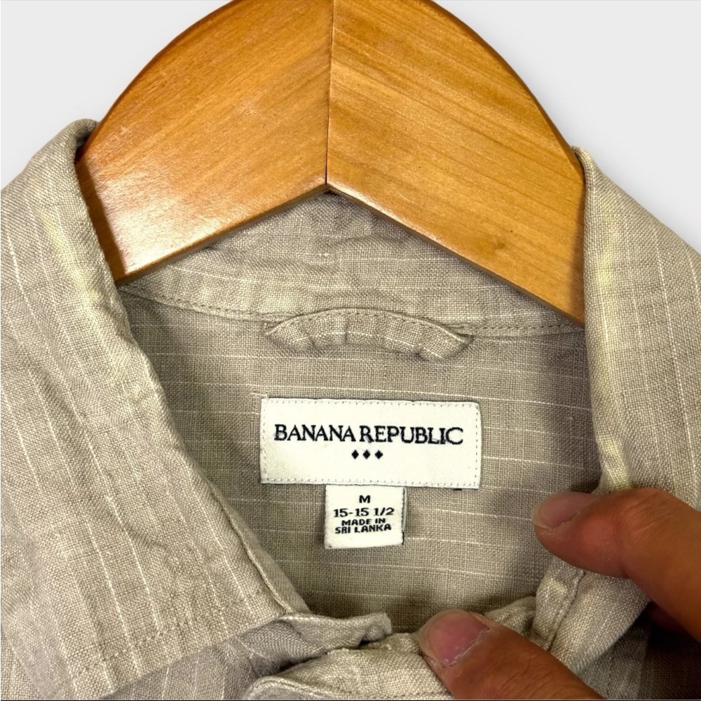 Banana Republic 100% Linen Military Long Sleeve Shirt Women’s M 15-15.5 Brown - Picture 4 of 9